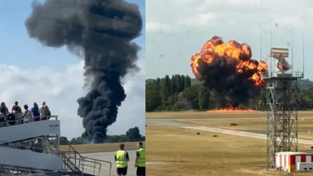 plane crashes at london southend airport creating giant fireball caught on camera